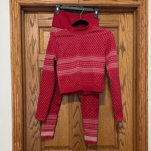 Fabletics Red Patterned Athletic Set